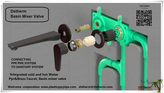 PPR Basin Valve Cụm máy trộn lạnh nước nóng vòi nước màu đen Ppr Brass vòi