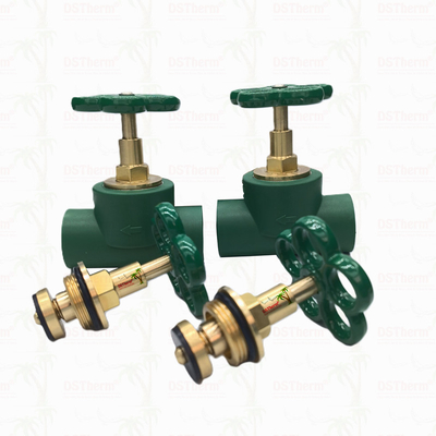 Tùy chỉnh loại nặng hơn Stop Valve Cartridge với tay cầm xanh Brass Cartridge Brass Spindle Valve Top Part