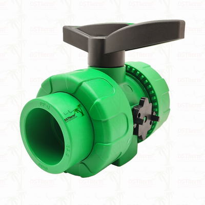 Lock Ball PPR Double Union Ball Valve với nhựa S2.5 20-63MM Logo tùy chỉnh