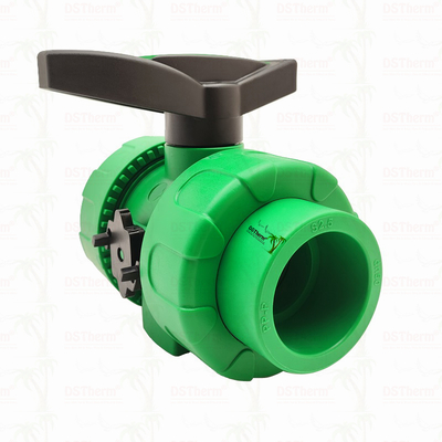 Lock Ball PPR Double Union Ball Valve với nhựa S2.5 20-63MM Logo tùy chỉnh