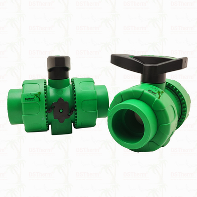 Lock Ball PPR Double Union Ball Valve với nhựa S2.5 20-63MM Logo tùy chỉnh