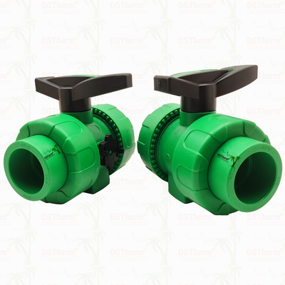 Lock Ball PPR Double Union Ball Valve với nhựa S2.5 20-63MM Logo tùy chỉnh