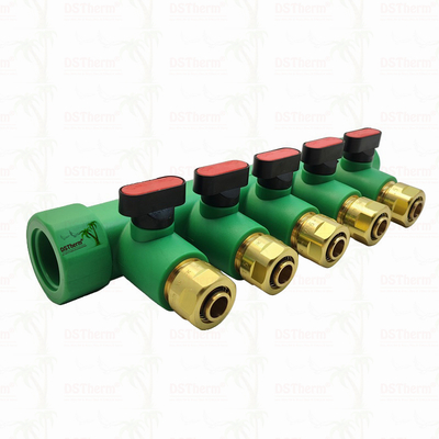 Ống góp PPR với van bi Nước nóng Đỏ 5 ngả Ống góp Logo và Màu sắc tùy chỉnh 25mm