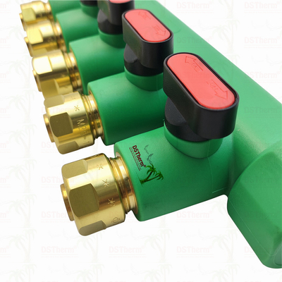 Ống góp PPR với van bi Nước nóng Đỏ 5 ngả Ống góp Logo và Màu sắc tùy chỉnh 25mm