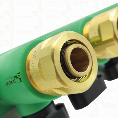 Ống góp PPR với van bi Nước nóng Đỏ 5 ngả Ống góp Logo và Màu sắc tùy chỉnh 25mm