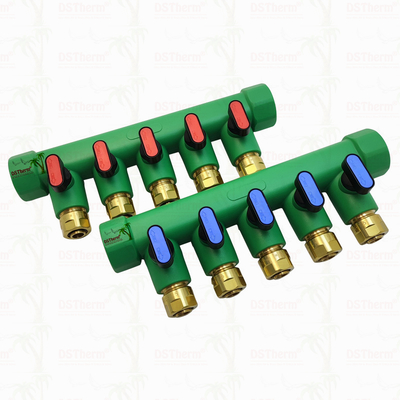 Ống góp PPR với van bi Nước nóng Đỏ 5 ngả Ống góp Logo và Màu sắc tùy chỉnh 25mm