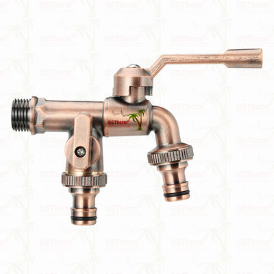 Vòi nước vườn hai đầu ra bằng đồng thau, vòi nước bằng đồng thau, van nước 1/2"-1"
