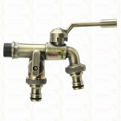 Vòi nước vườn hai đầu ra bằng đồng thau, vòi nước bằng đồng thau, van nước 1/2"-1"
