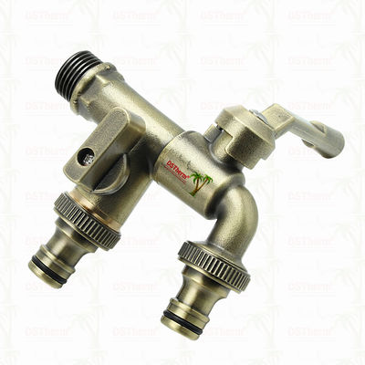 Vòi nước vườn hai đầu ra bằng đồng thau, vòi nước bằng đồng thau, van nước 1/2"-1"