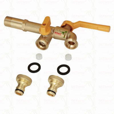 Long Spoute Heavy-duty Brass Double Outlet Tap Extension Tap Brass Bibcock 1/2"*3/4"*3/4"