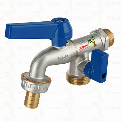 Vòi nước hai đầu ra bằng đồng thau tay cầm nhôm cổ điển cỡ vừa, vòi đồng thau, vòi đồng thau 1/2"*3/4"*3/4"