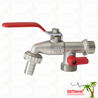 Vòi nước đồng thau hai đầu ra cổ điển cỡ trung bình, vòi nước đồng thau 1/2